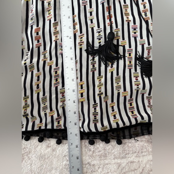 Talitha Silk Tunic Top Blouse Tassels Pom Pom Large - Picture 12 of 13